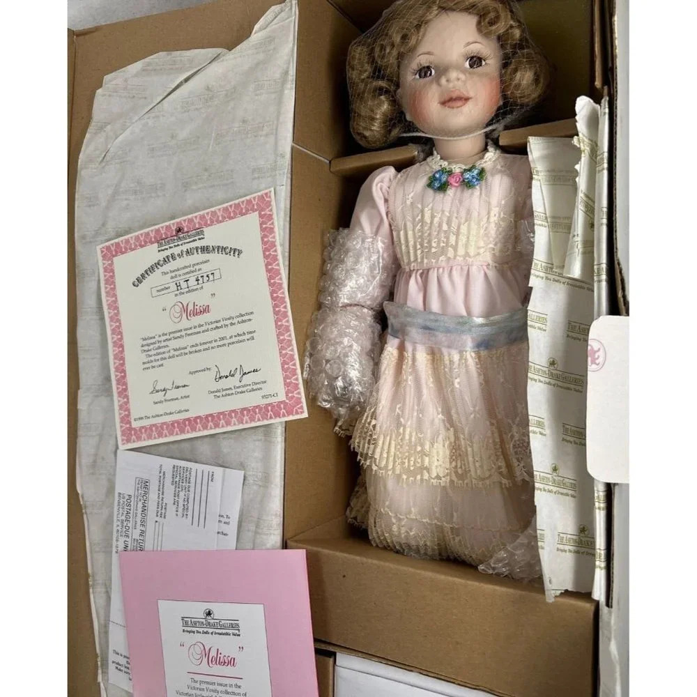 1998 Ashton-Drake "Melissa" Porcelain Doll Victorian Vanity Collection w/ Stool - Picture 1 of 9